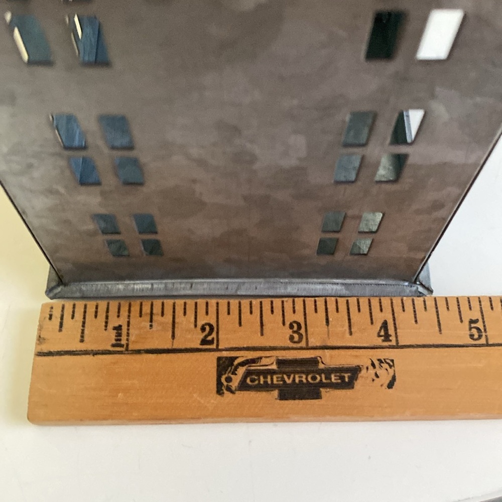 Pottery Barn Gray Galvanized Decorative House Lantern Christmas Village NEW - Picture 7 of 7